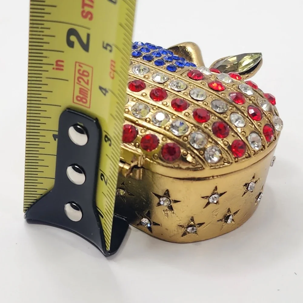 Art Form Objet d' Work of Art APPLE USA Patriotic Teacher Jeweled Trinket Box